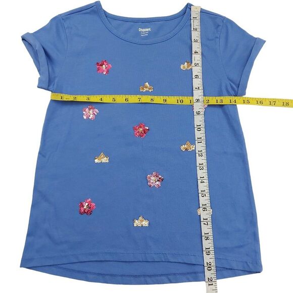 Gymboree Girls Top Large 10-12 Blue Cuffed Sleeve Sequin Cotton Blend - Picture 6 of 8